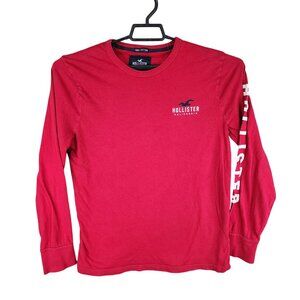 Mens Red Hollister California Shirt Long Crew Neck Long Sleeve 100% Cotton M